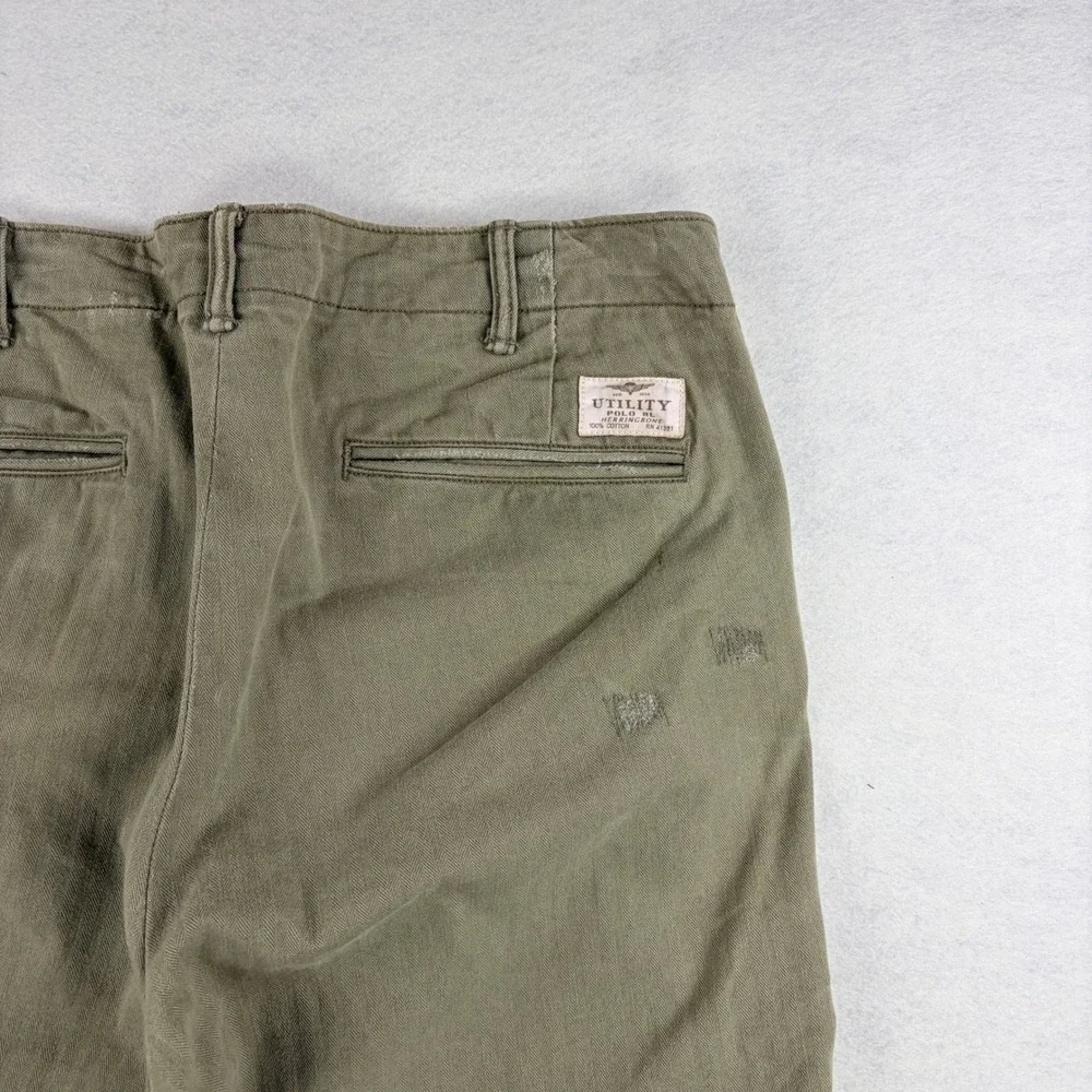 Polo Ralph Lauren Mens 32x30 Utility Distressed HBT Pants Olive Green